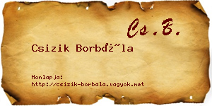 Csizik Borbála névjegykártya